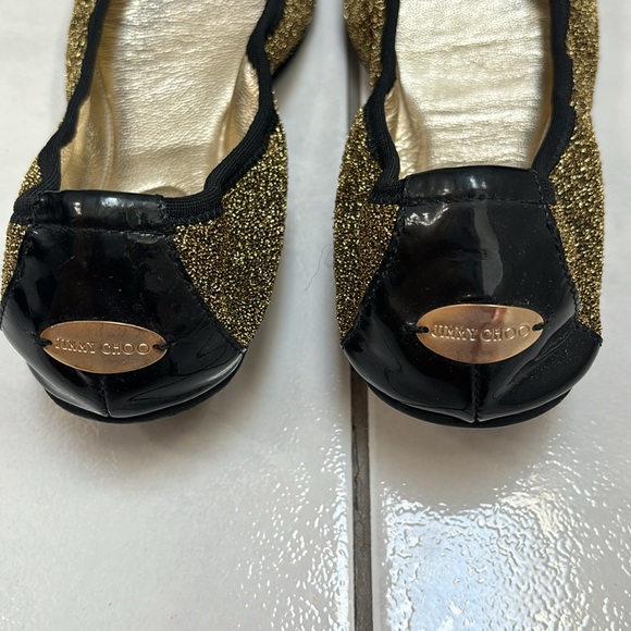 Jimmy Choo gold black metallic shimmer ballet flats - Picture 5 of 8